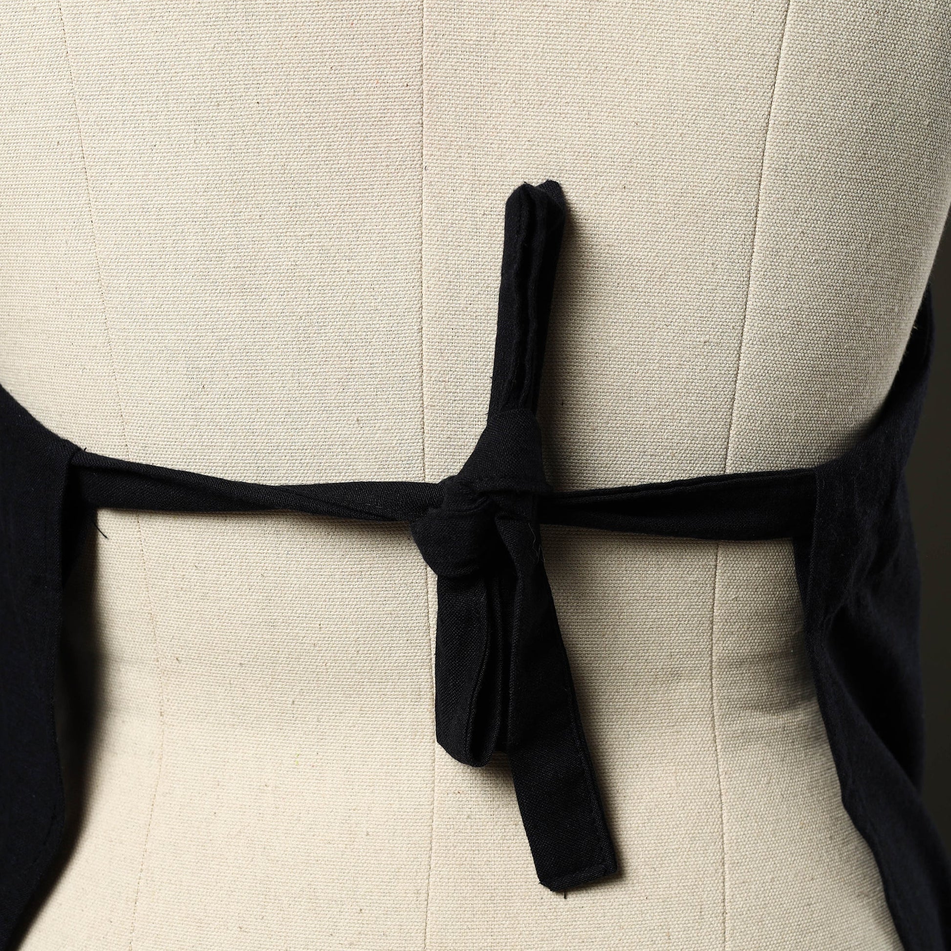 Black - Jhiri Handloom Cotton Apron with Pocket 22