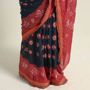 Black - Kutch Tie-Dye Cotton Bandhani Saree with Blouse Piece 46