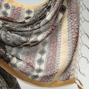 Black - Original Pedana Kalamkari Block Print Silk Saree