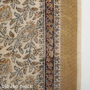Brown - Original Pedana Kalamkari Block Print Silk Saree