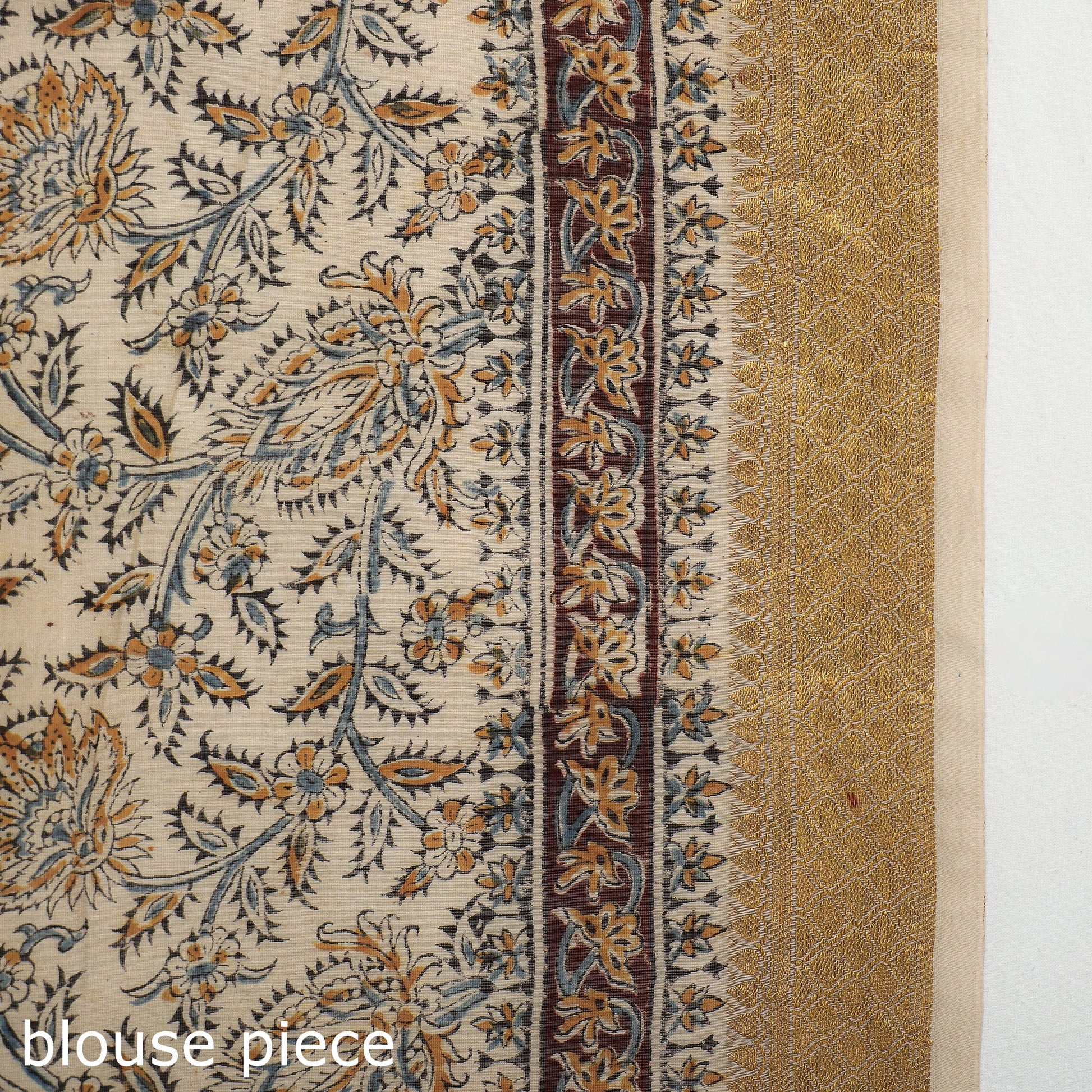 Brown - Original Pedana Kalamkari Block Print Silk Saree