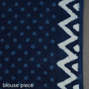 Blue - Bagru Dabu Block Printed Mul Cotton Saree