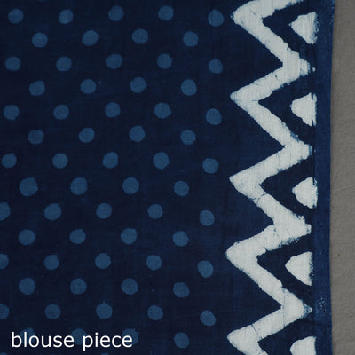 Blue - Bagru Dabu Block Printed Mul Cotton Saree