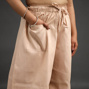 Beige - Kantha Hand Embroidery Palazzo in Cotton 56