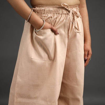 Beige - Kantha Hand Embroidery Palazzo in Cotton 56
