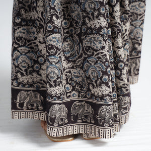 Black - Pedana Block Print Cotton Kalamkari Saree