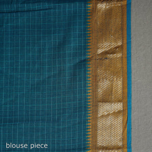 Blue - Checks Zari Dobby Cotton Handloom Saree 25