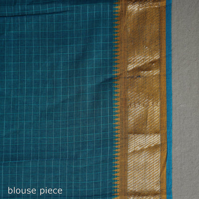 Blue - Checks Zari Dobby Cotton Handloom Saree 25