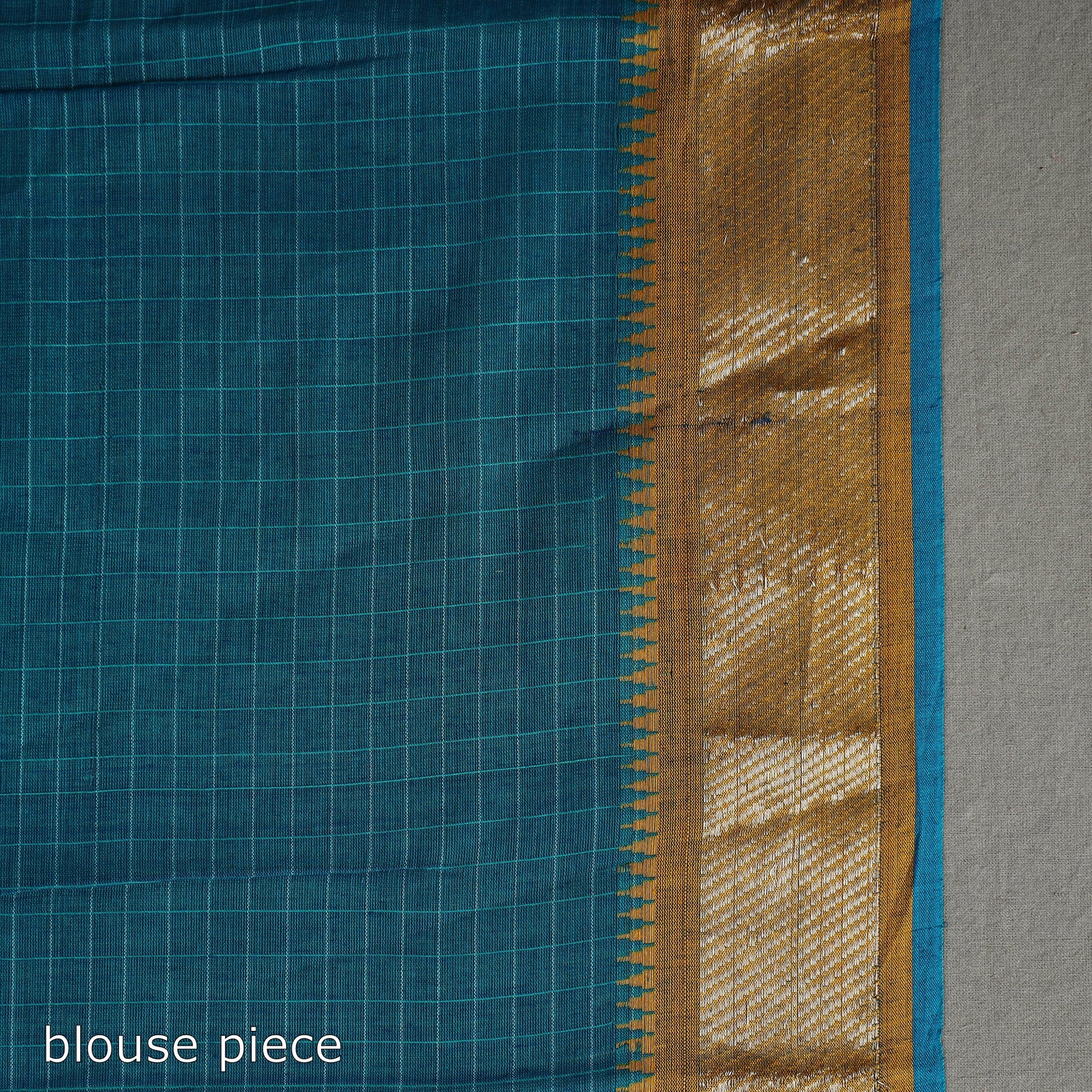 Blue - Checks Zari Dobby Cotton Handloom Saree 25