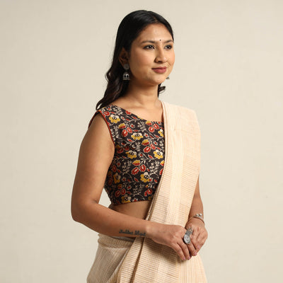 Black - Kalamkari Printed Cotton Stitched Blouse 03