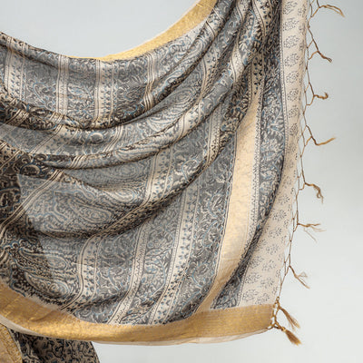 Black - Original Pedana Kalamkari Block Print Silk Saree