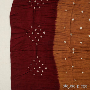 Brown - Kutch Tie-Dye Cotton Bandhani Saree with Blouse Piece 48