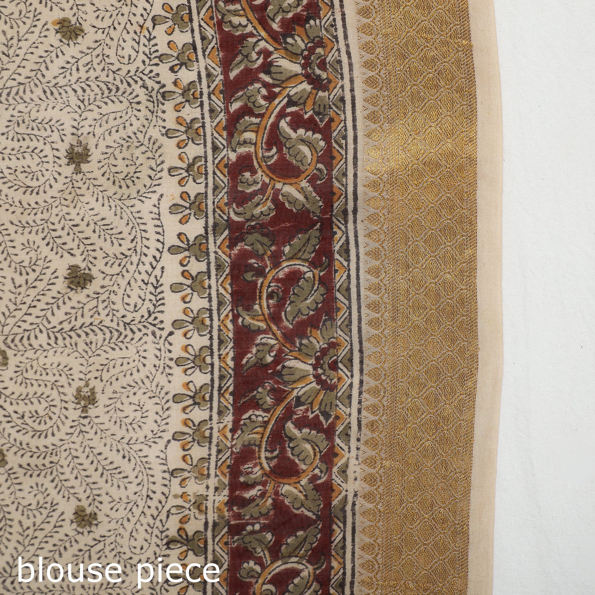 Brown - Original Pedana Kalamkari Block Print Silk Saree
