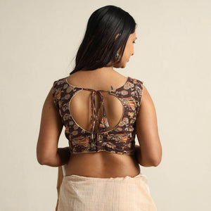 Brown - Kalamkari Printed Cotton Stitched Blouse 04