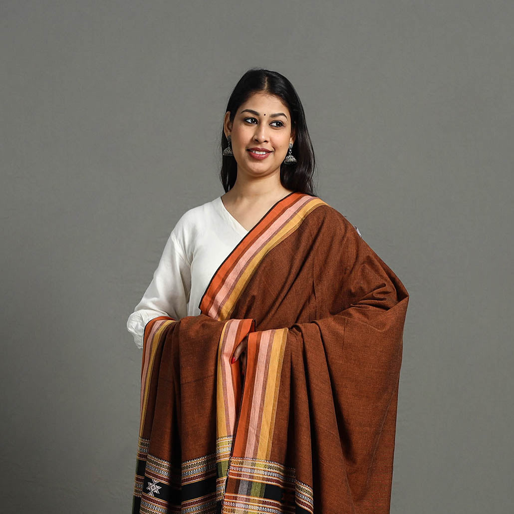 Brown - Kutch Bhujodi Handloom Organic Kala Cotton Dupatta 10