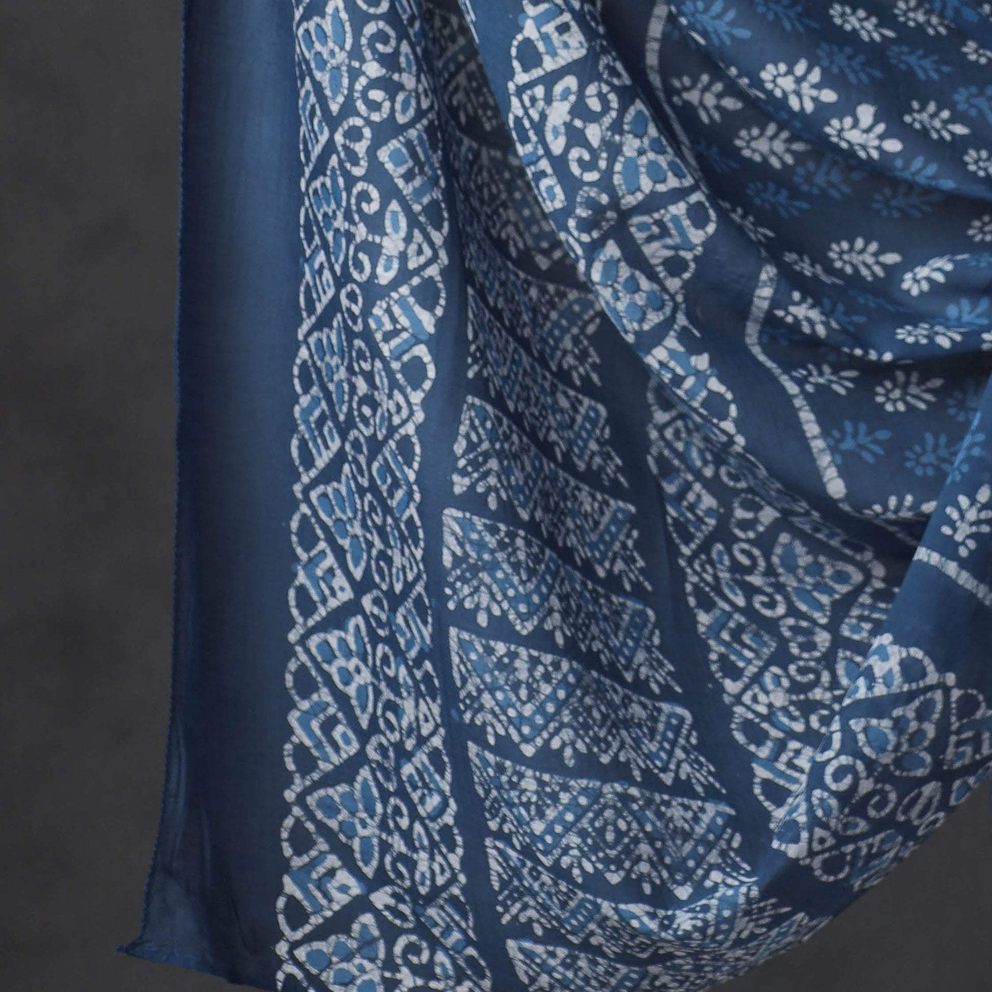 Blue - 3pc Kutch Cotton Batik Print Dress Material 04