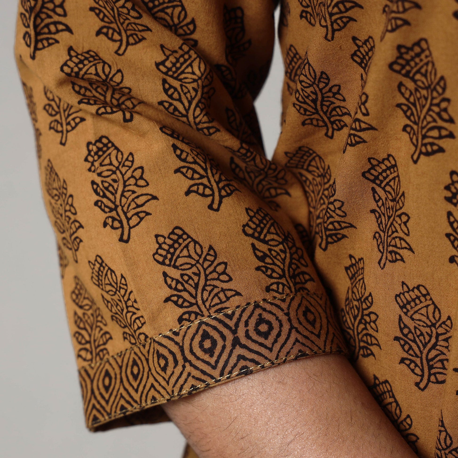 Brown - Block Print Cotton A-Line Bagh Kurta