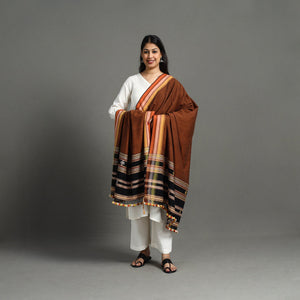 Brown - Kutch Bhujodi Handloom Organic Kala Cotton Dupatta 10