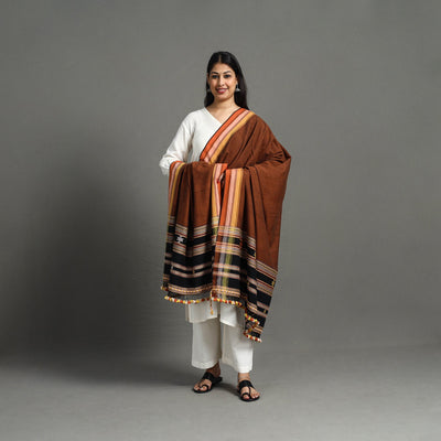 Brown - Kutch Bhujodi Handloom Organic Kala Cotton Dupatta 10