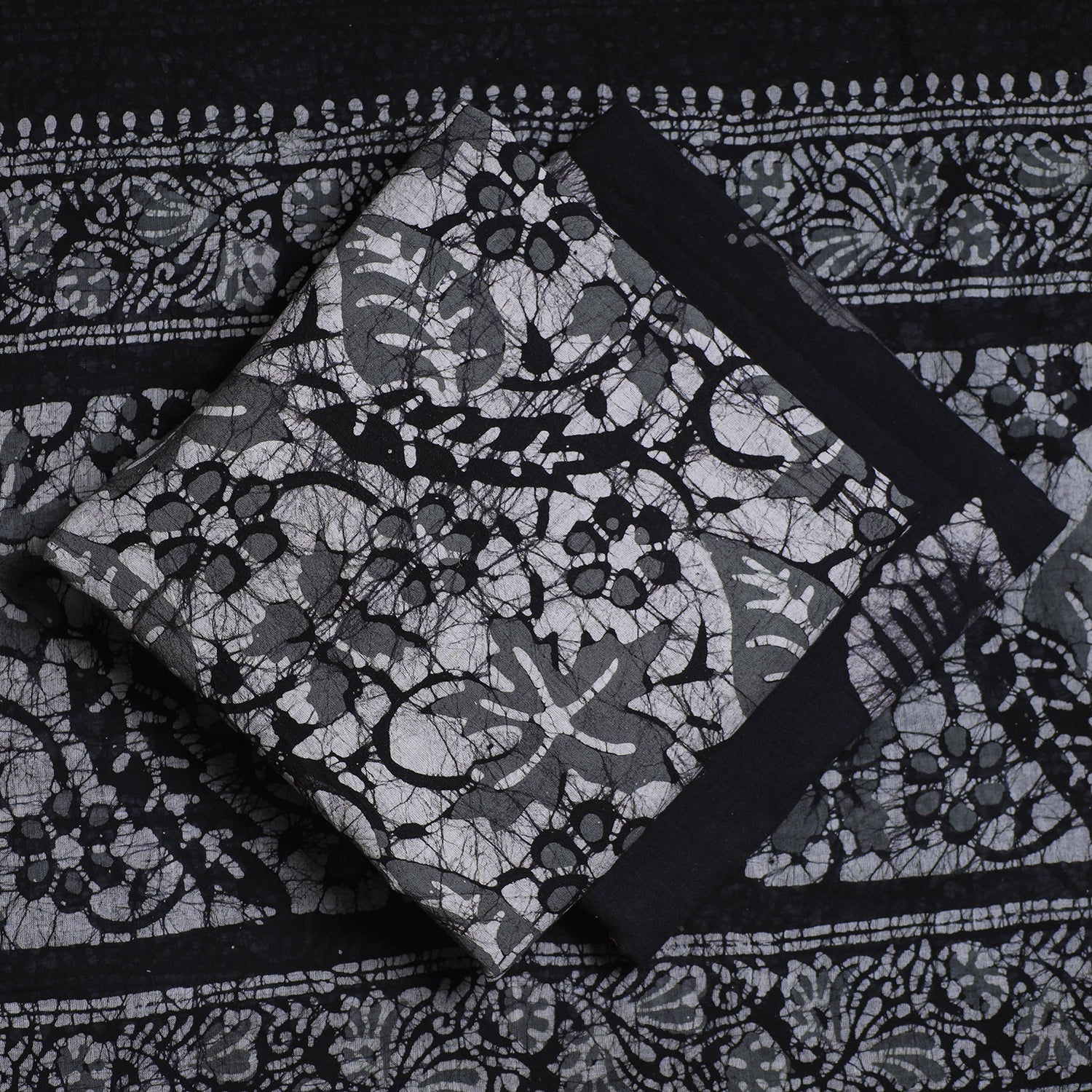 3pc Kutch Batik Printing Cotton Suit Material Set