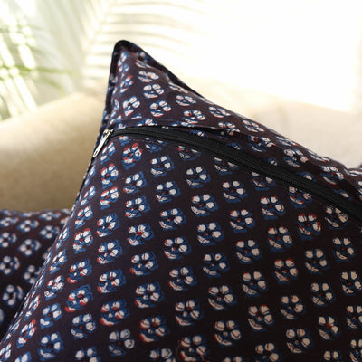 Brown - Set of 2 Bagru Block Print Cotton Pillow Covers 17