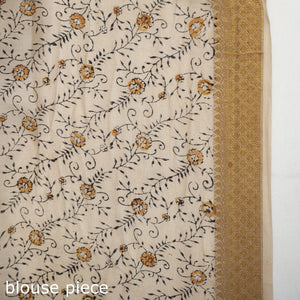 Brown - Original Pedana Kalamkari Block Print Silk Saree