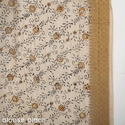 Brown - Original Pedana Kalamkari Block Print Silk Saree