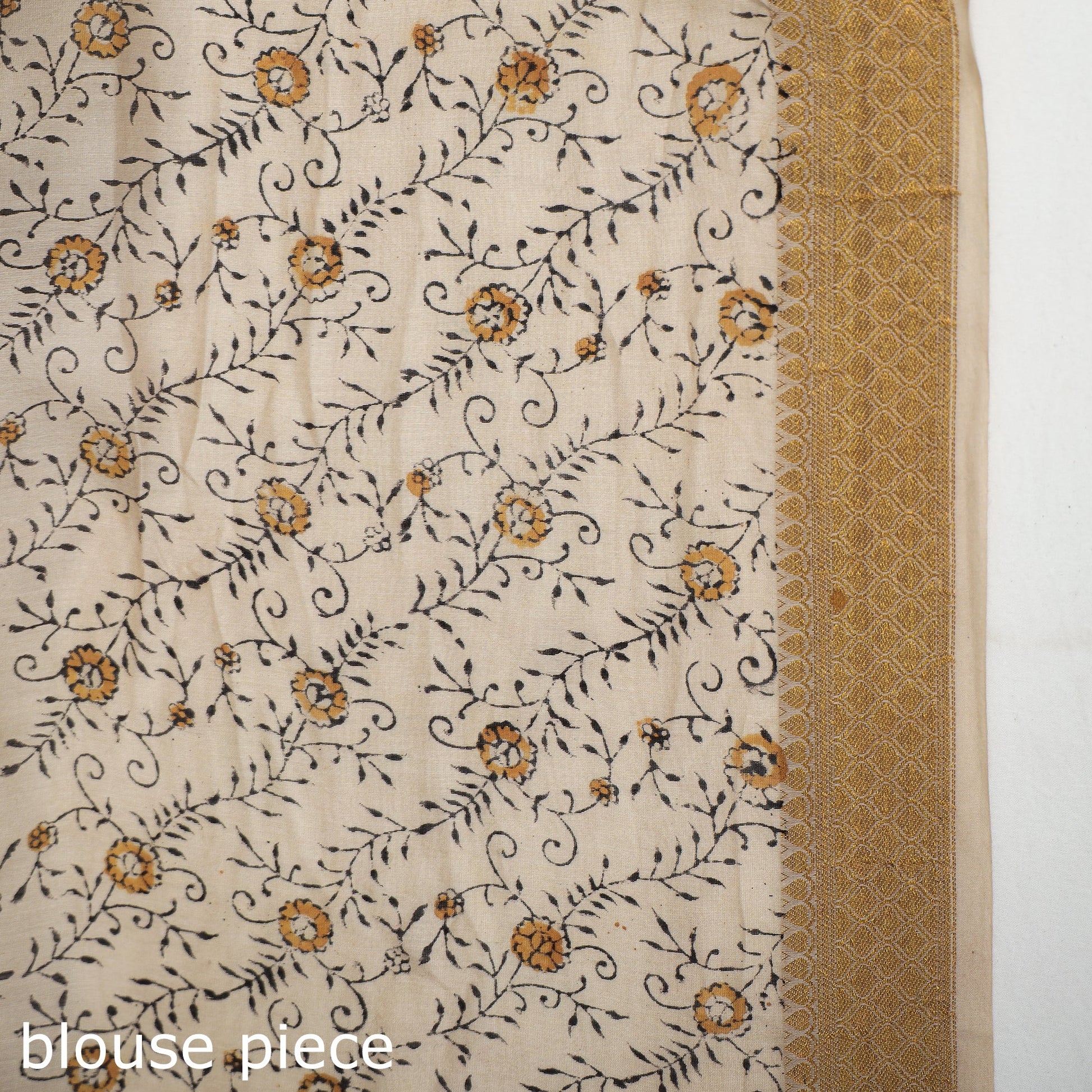 Brown - Original Pedana Kalamkari Block Print Silk Saree