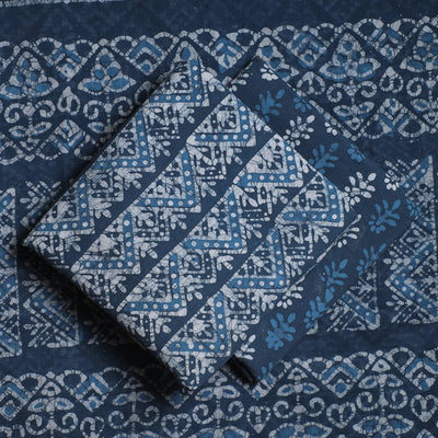Blue - 3pc Kutch Cotton Batik Print Dress Material 04