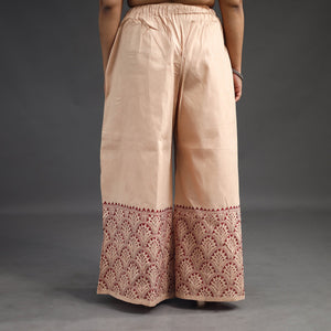 Beige - Kantha Hand Embroidery Palazzo in Cotton 60