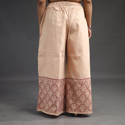 Beige - Kantha Hand Embroidery Palazzo in Cotton 60