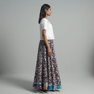 Brown - Sanganeri Block Print Cotton Long Skirt 13