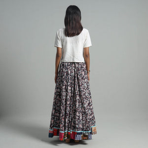 Brown - Sanganeri Block Print Cotton Long Skirt 13