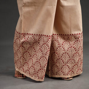 Beige - Kantha Hand Embroidery Palazzo in Cotton 60