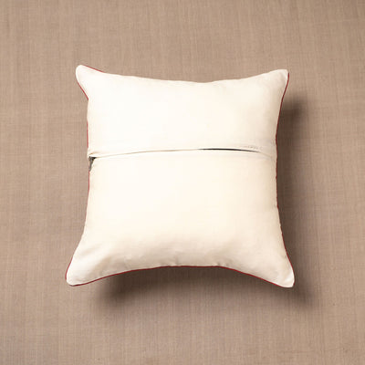 Beige - Block Print Cotton Kalamkari Cushion Cover (16 x 16 in)