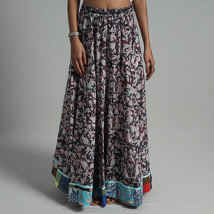 Brown - Sanganeri Block Print Cotton Long Skirt 13