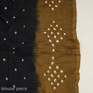 Black - Kutch Tie-Dye Cotton Bandhani Saree with Blouse Piece 51