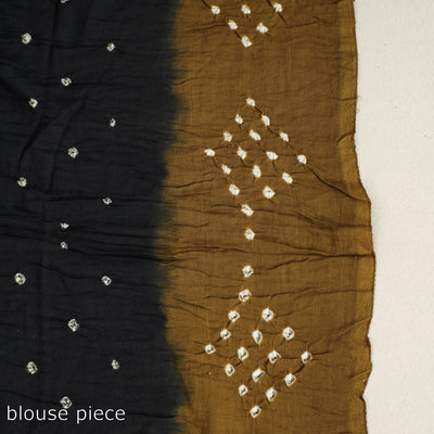 Black - Kutch Tie-Dye Cotton Bandhani Saree with Blouse Piece 51