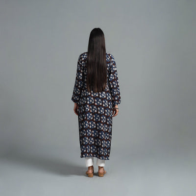 Brown - Block Printed Cotton Straight Bagru Kurta 05