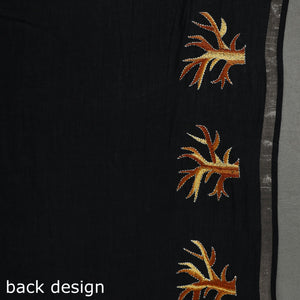 Black - Bengal Kantha Embroidery Handloom Cotton Saree