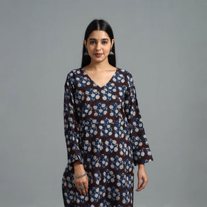 Brown - Block Printed Cotton Straight Bagru Kurta 05