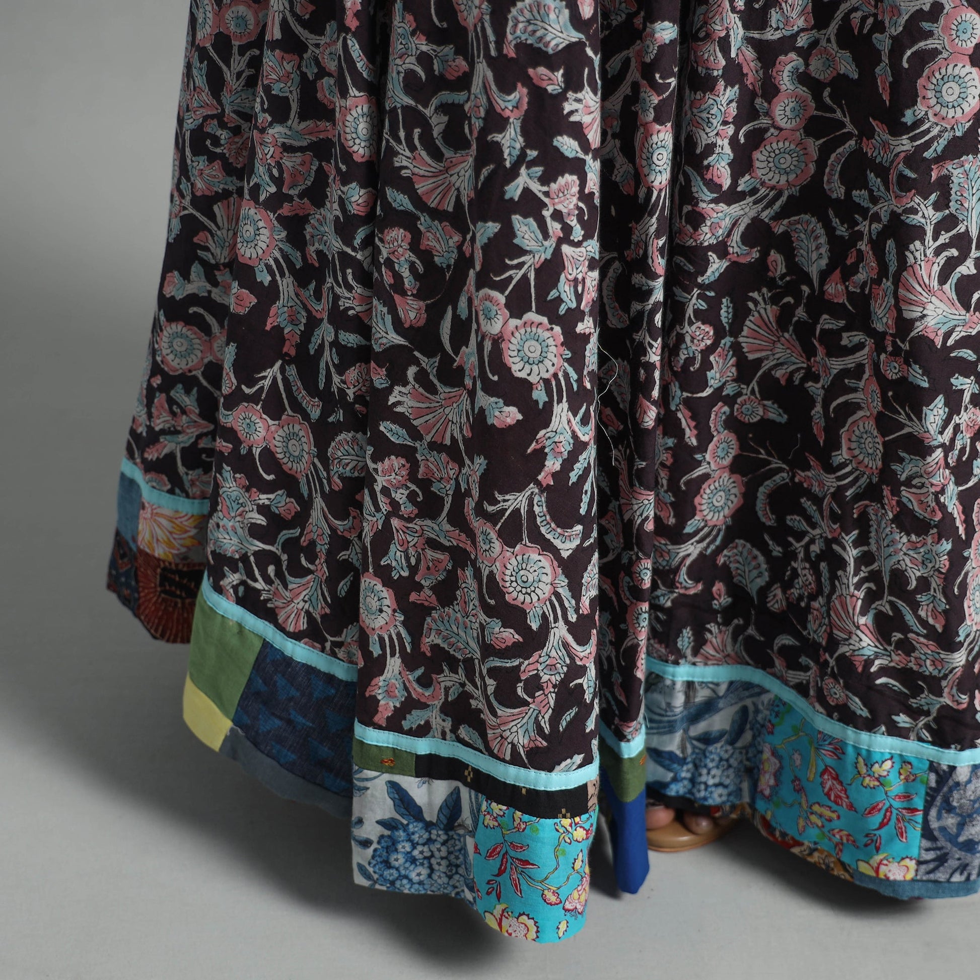 Brown - Sanganeri Block Print Cotton Long Skirt 13