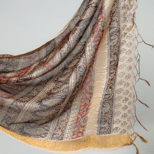Brown - Original Pedana Kalamkari Block Print Silk Saree
