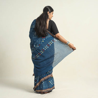 Brown - Kutch Tie-Dye Cotton Bandhani Saree with Blouse Piece 52