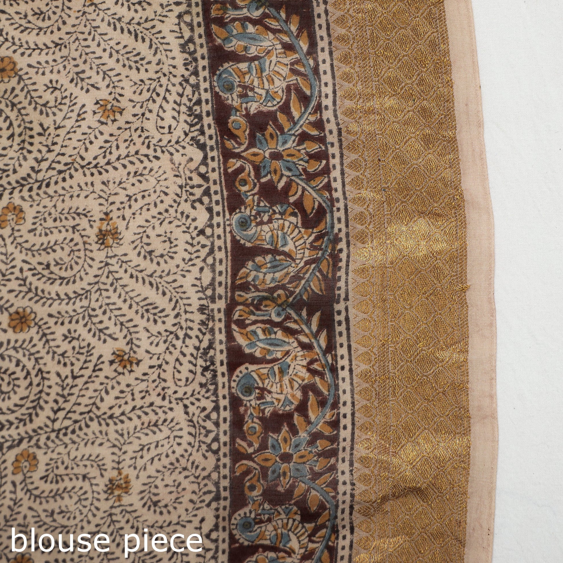 Brown - Original Pedana Kalamkari Block Print Silk Saree