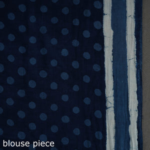 Blue - Bagru Dabu Block Printed Mul Cotton Saree