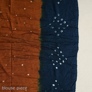 Brown - Kutch Tie-Dye Cotton Bandhani Saree with Blouse Piece 52