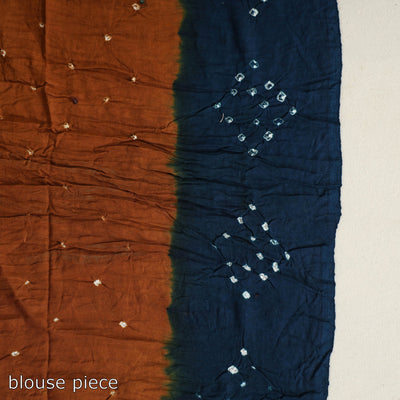Brown - Kutch Tie-Dye Cotton Bandhani Saree with Blouse Piece 52