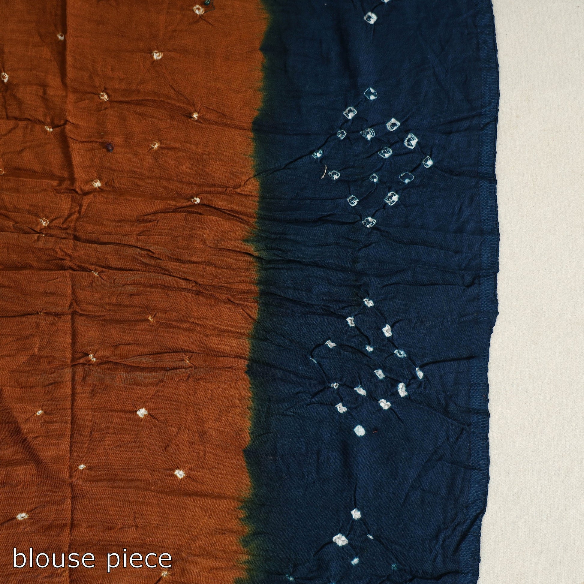 Brown - Kutch Tie-Dye Cotton Bandhani Saree with Blouse Piece 52
