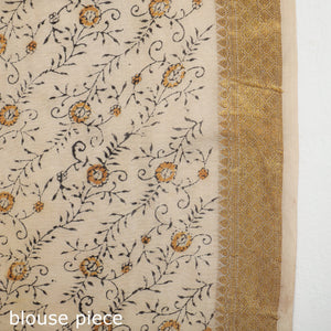 Brown - Original Pedana Kalamkari Block Print Silk Saree